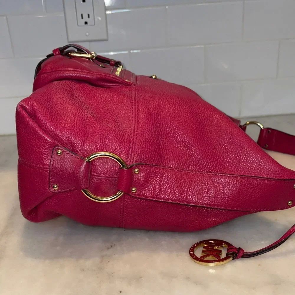 Michael Kors Bag Purse Handbag Leather Hobo Soft Pebbled Austin Pink Shoulder - Picture 7 of 16